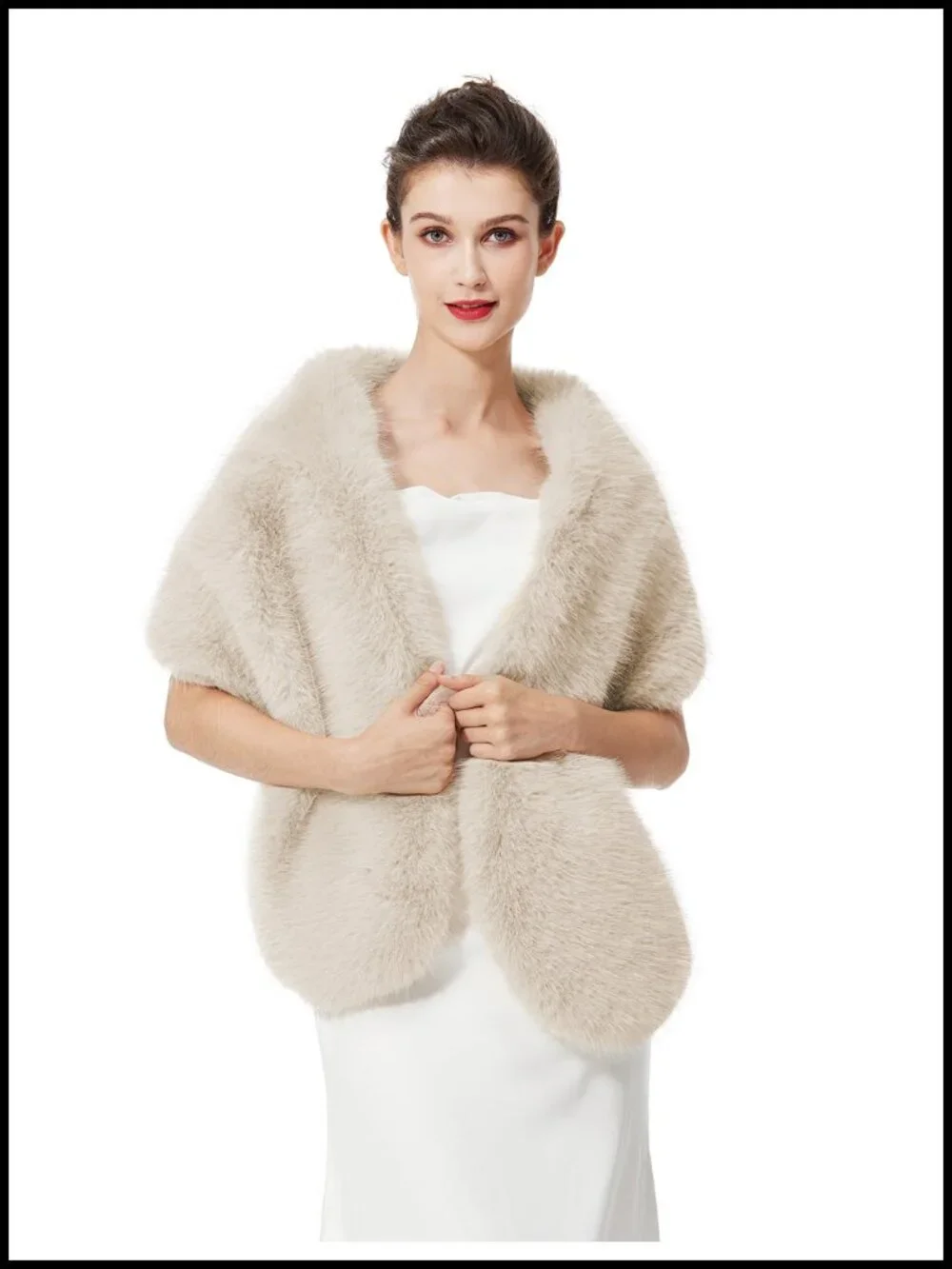 Luxury Faux Fur Shawl Wrap Stole Bridal Wedding Party Pashmina
